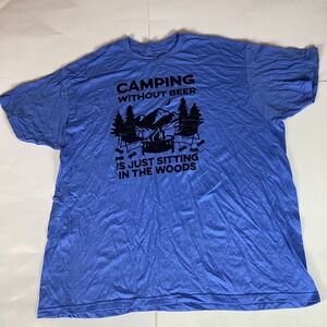 Melmarc Mens T Shirt Size 2XL Short Sleeve Crew Neck Camping Beer Funny